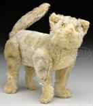 REMARKABLE AND MOST UNUSUAL VERY EARLY 6-WAY JOINTED MOHAIR STEIFF CAT WITH BUTTON. A delightful