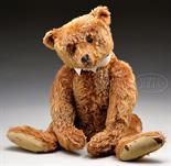 SPECTACULAR LARGE CENTER SEAM CINNAMON STEIFF TEDDY BEAR WITH BUTTON. Gloriously colored 5-ways