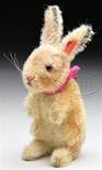 1930s ERA STEIFF MOHAIR BEGGING RABBIT WITH BUTTON AND HEAD TURNS TAIL MECHANISM. Rabbit is begging