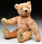 CIRCA 1905 STEIFF BEAR WITH BLANK BUTTON. Teddy is 5-ways jointed and made from delightful apricot