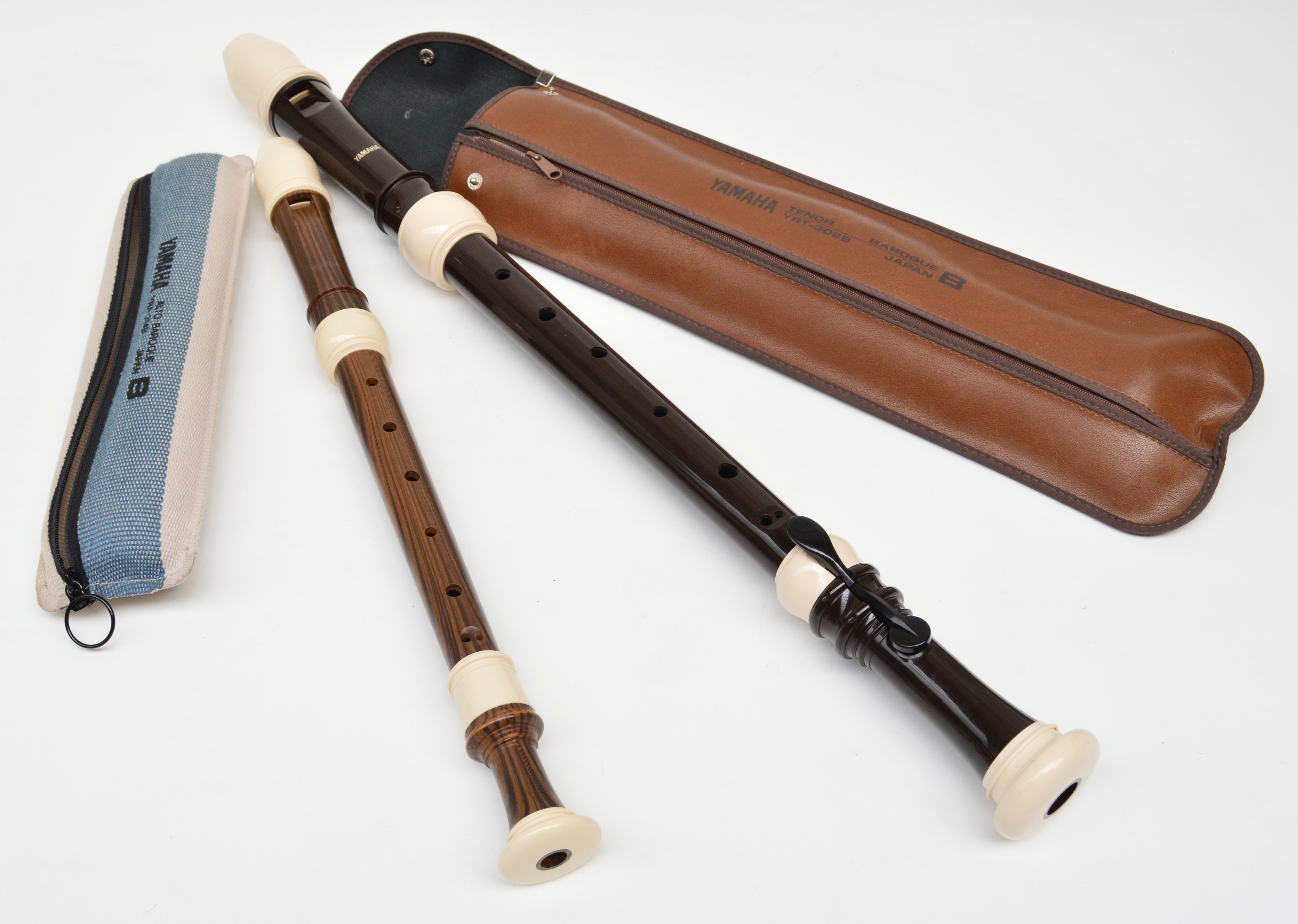 A Yamaha tenor YRT302B Baroque recorder and a Yamaha alto recorder (2).