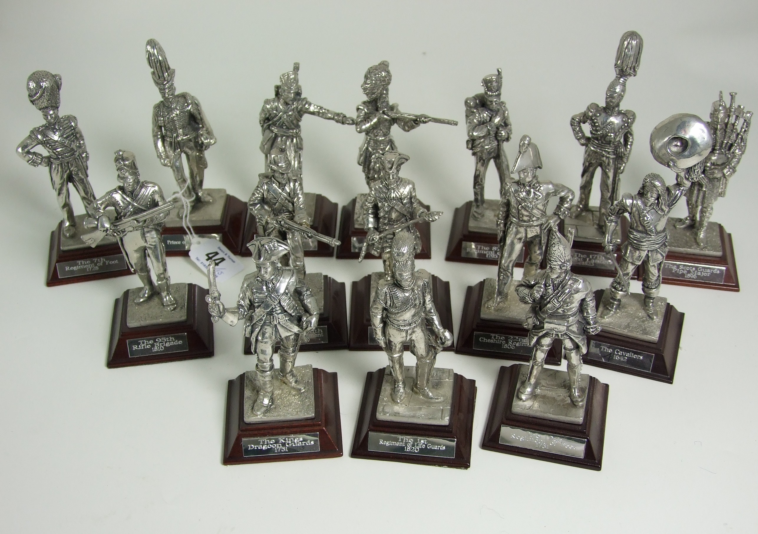 Set of 15 Pewter English Miniatures of Military Figures of various
