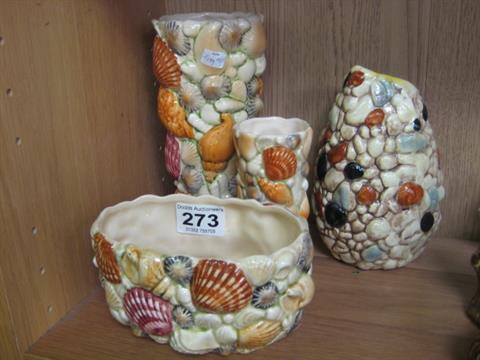 Four Pieces Of Sylvac Pottery Shell Design Small Planter No