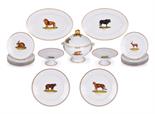 A RICHARD GINORI PART SERVICE, 1920s each painted with a different titled wild animal, gilt line