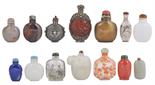 A GROUP OF FOURTEEN CHINESE SNUFF BOTTLES, 18TH - 20TH CENTURY comprising: an inside painted rock