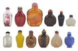 A GROUP OF TWELVE CHINESE SNUFF BOTTLES, 19TH - 20TH CENTURY comprising: a chalcedony bottle, a