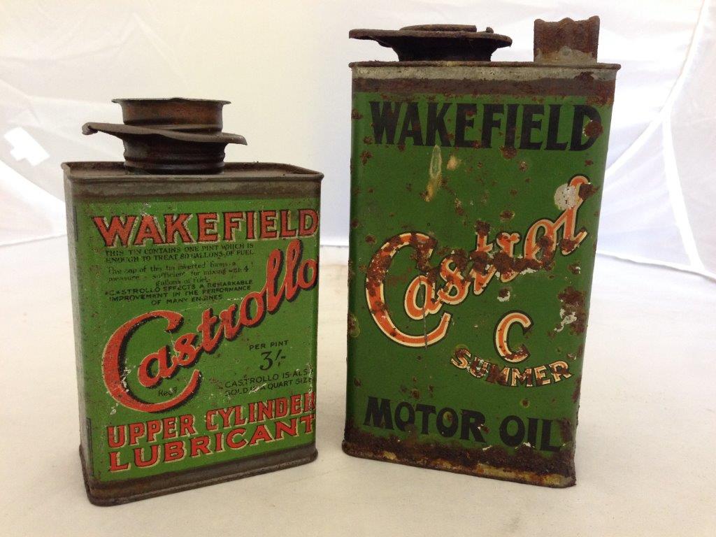 A small Wakefield Castrollo upper cylinder lubricant quart can and a