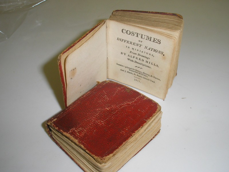 MINIATURE BOOK Mills, Alfred. Costumes of Different of Nations, in Miniature, 47 engraved plates,
