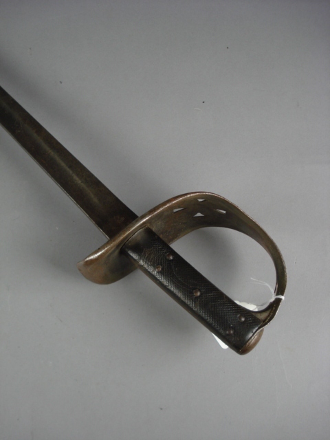 A Boer War pattern Yeomanry Cavalry sword, single edged blade stamped to ricasso and tang over