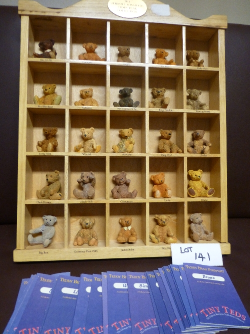 The Ultimate Miniature Teddy Bear Collection in wooden display, 25