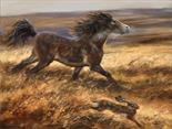 Horse and Hare. Oil on Box Canvas. Painted in 2004. Image area 28" x 36". Designed to be hung