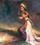 Balinese Dancer Oil on Canvas. Painted in 1995 after a trip to Bali. Supplied unframed. Image area