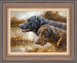 Curly Coated Retrievers. Original oil on Panel. Supplied framed. Painted in 1978. Image area 14" x