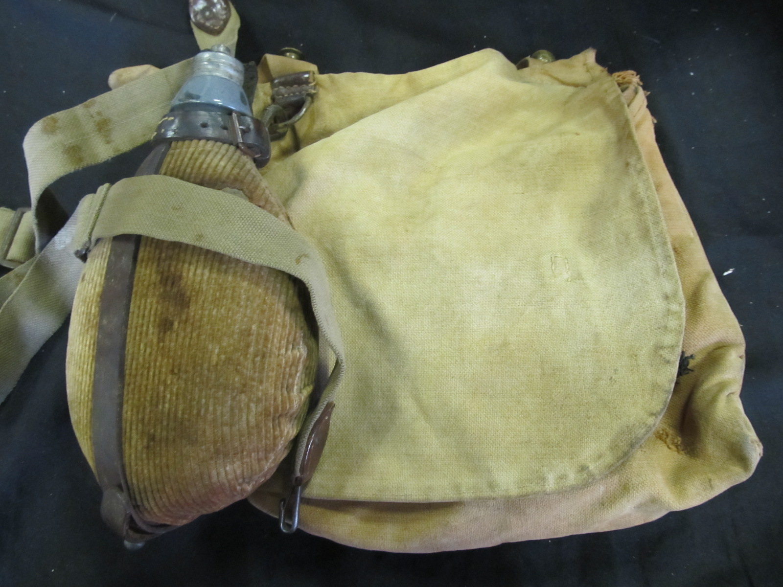 German Army WW1 original Bread Bag Strap, Bread Bag + Water Bottle (3)