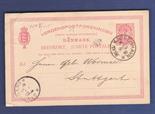 Denmark 1893  10 Ore Postal Stationery Card, used Kjobenhavn to Stuttgart.