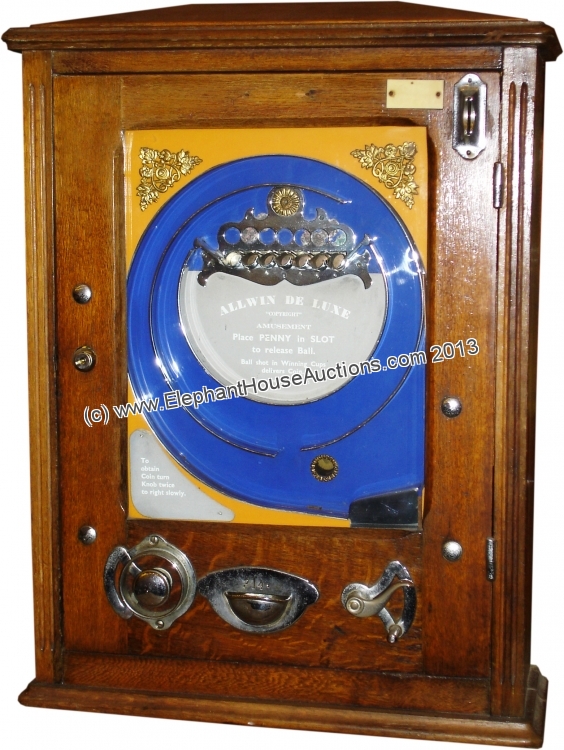 Allwin DeLuxe Coin Operated Slot Machine 1920s allwin deluxe in