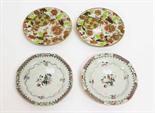 A PAIR OF CHINESE KOKIMAN PORCELAIN PLATES, 
18th Century, 6.1/4" (16cms), one with chips and