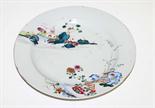 A CHINESE FAMILLE VERTE PORCELAIN DISH OR CHARGER, 18th century, decorated with a landscape, 14in (