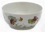 A CHINESE FAMILLE ROSE BOWL, 
decorated with stork amongst colourful flowers, blue seal mark to