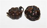 ******WITHDRAWN******A JAPANESE BRONZE GROUP, 
modelled as a rat eating through a pumpkin, 3in (