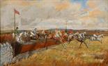 TOM CARR (1909-1977) Out in the Country, racing scene, mixed media on paper, signed lower right,