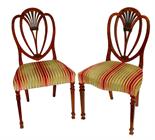 AN ATTRACTIVE SET OF FOUR EDWARDIAN INLAID SATINWOOD SIDE CHAIRS, each with triple arched interlaced