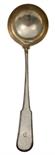 A GEORGE III FIDDLE AND THREAD PATTERN SILVER SOUP LADLE, London 1801 by Thos. Streetin, 245g. (1)