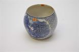 A BLUE AND WHITE ENGLISH FOLEYWARE JARDINIERE, 
decorated in transfer, with pastoral scenes, as