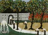 GRETTA BOWEN (1880-1981)
"Vespers",  nuns in a convent garden, O.O.B., signed, also inscribed "The