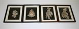 A SET OF FOUR CHINESE SILK NEEDLEWORK CUTOUTS,
depicting phoenix and sun , each in bog oak frames,