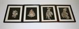 A SET OF FOUR CHINESE SILK NEEDLEWORK CUTOUTS,
depicting phoenix and sun , each in bog oak frames,