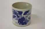 A LARGE CHINESE BLUE AND WHITE BRUSH POT, 
of cylindrical form, all round decoration with figures in