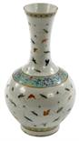 A SINGLE GOURD CHINESE FAMILLE ROSE VASE, decorated with butterflies and other moths, against a