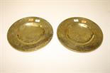 ######WITHDRAWN##### A PAIR OF CHINESE BRASS PLATES, 
heavily chased with scrolling foliage,