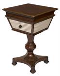 AN EARLY VICTORIAN MAHOGANY LADIES WORK TABLE
with square moulded top above a frieze drawer and a