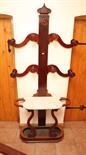 A VICTORIAN MAHOGANY HALL STAND
with four scroll arms and five hat & coat pegs above a marble top