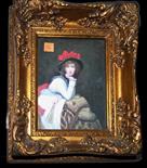 A MODERN COLOURED PORTRAIT PRINT
depicting a young lady, in attractive gilt frame; together with