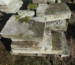 TEN EARLY CUT LIMESTONE WINDOW SILLS, 
various sizes, the largest 37in (94cm) and one broken