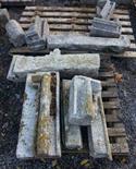 THIRTEEN SECTIONS OF CUT LIMESTONE CORNICES, various lengths, including corner pieces, approx.