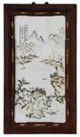 A PAIR OF CHINESE PORCELAIN PANELS, 
each depicting a mountainous lake scene, each framed and