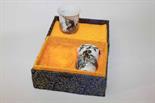 A PAIR OF CHINESE PORCELAIN WINE CUPS, 
each decorated with a tiger, a blue seal mark to base, 3.