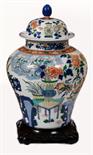 A CHINESE BALUSTER SHAPED PORCELAIN VASE AND COVER, 
18th century, the domed cover decorated with