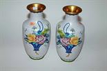 A PAIR OF CHINESE CLOISONNÉ VASES, 
of baluster form, each decorated with flowers, 12in (31cm).