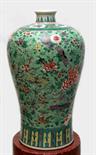 A LARGE CHINESE FAMILLE VERTE MEIPING VASE,
profusely decorated in bright enamel with flowers and