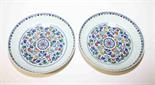 A PAIR OF CHIINESE PORCELAIN  DISHES, each decorated with flowers on a light blue ground, 8in (