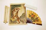 A SET OF FOUR CHINESE SCROLL PAINTINGS,
each watercolour depicting a tiger, signed and inscribed,