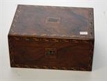 A VICTORIAN WALNUT AND PARQUETRY BOX, 
probably Tunbridge ware, 12in (30cm). (1)