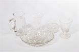 A COLLECTION OF MISCELLANEOUS GLASS, 
including bowls; custard cups; shell butter dishes; bon bon