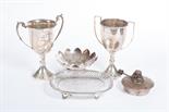 A MISCELLANEOUS COLLECTION OF SILVER PLATED TROPHY CUPS.
the majority with stands, all inscribed,(