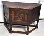 A carved oak credence table, length 100cm.
